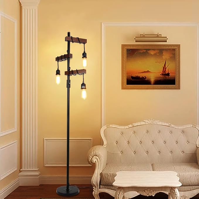 Dimmable Industrial Floor Lamp, Farmhouse Tree Floor Lamp, 68 Inch 3 Lights - Image 7