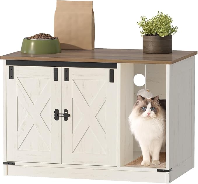 Hzuaneri Cat Litter Box Enclosure, Hidden Litter Box Cabinet Furniture by Hzuaneri