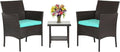 FDW 3 Piece Outdoor Furniture Set Patio Brown Wicker Chairs Furniture Bistro by FDW