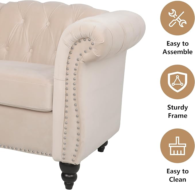 QHITTY 2 Piece Living Room Set, Sectional Chesterfield Sofa Chair Contemporary - Image 5