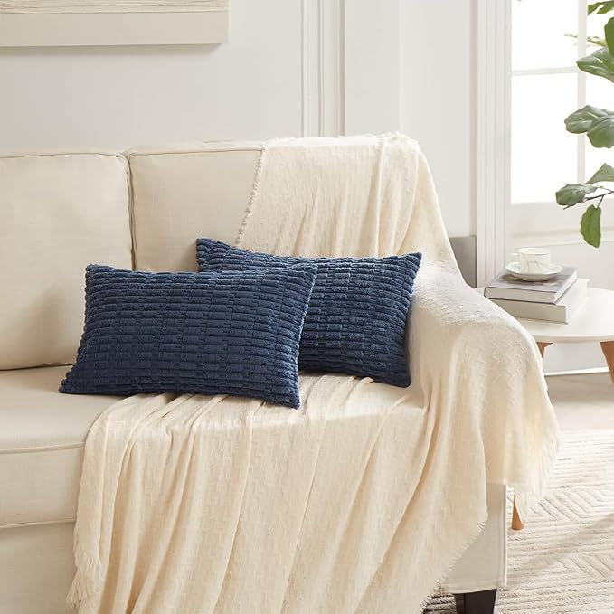 Fancy Homi 4 Packs Dusty Blue Decorative Throw Pillow Covers 14x24 Inch - Image 7