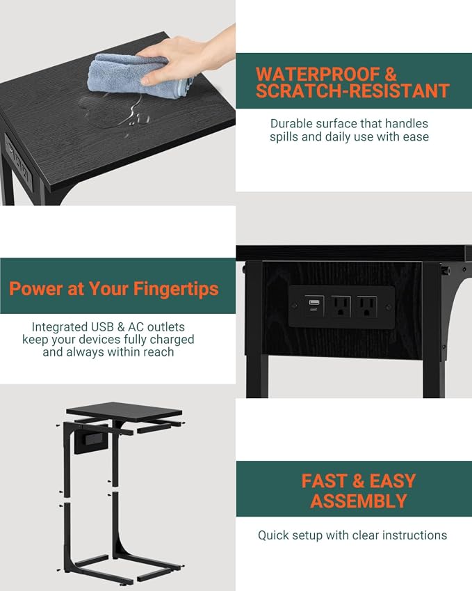 C-Shaped Side Table for Couch - Image 3