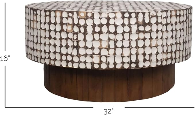 East at Main Round Coffee Table – White Boho Cocktail Table - Image 2