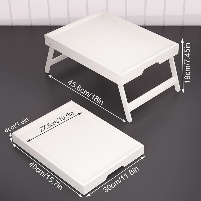 Fibogollo 4 Pack Bamboo Bed Tray Table - Image 2