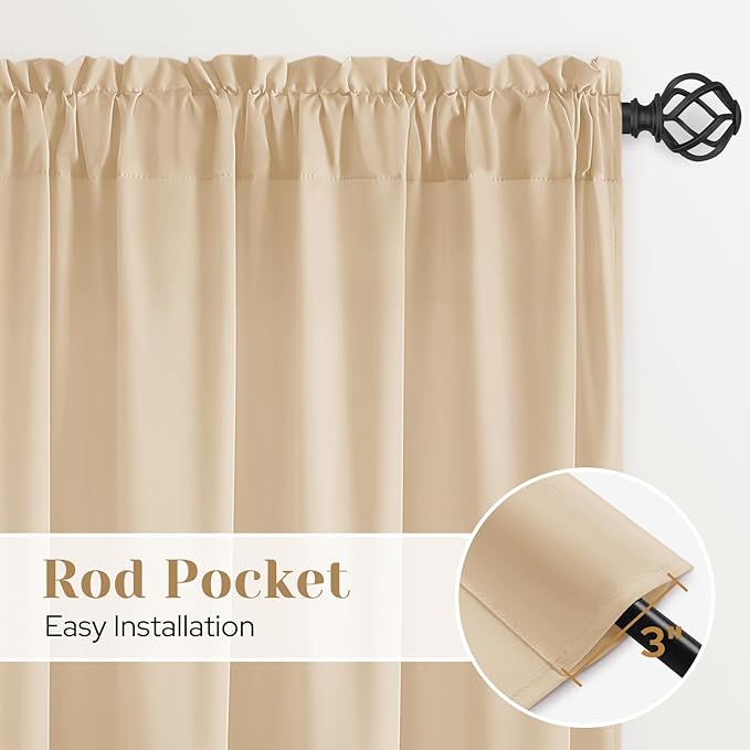 HOMEIDEAS Non-See-Through Beige Privacy Sheer Curtains, 52 X 72 Inches Long 2 - Image 5