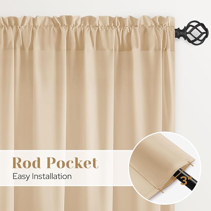 HOMEIDEAS Non-See-Through Beige Privacy Sheer Kitchen Curtains, 30 X 24 Inches - Image 7