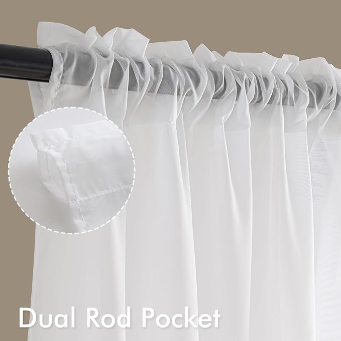MIULEE White Sheer Curtains 92 Inches Long, 4 Panels Set, Light Filtering Voile - Image 3