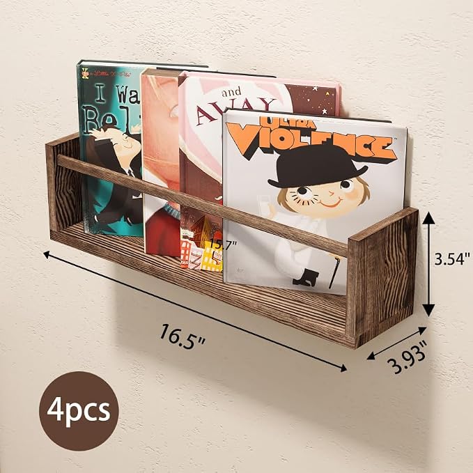 Fixwal Floating Book Shelves for Wall, 16.5 Inch Nursery Book Shelves for Kids - Image 3