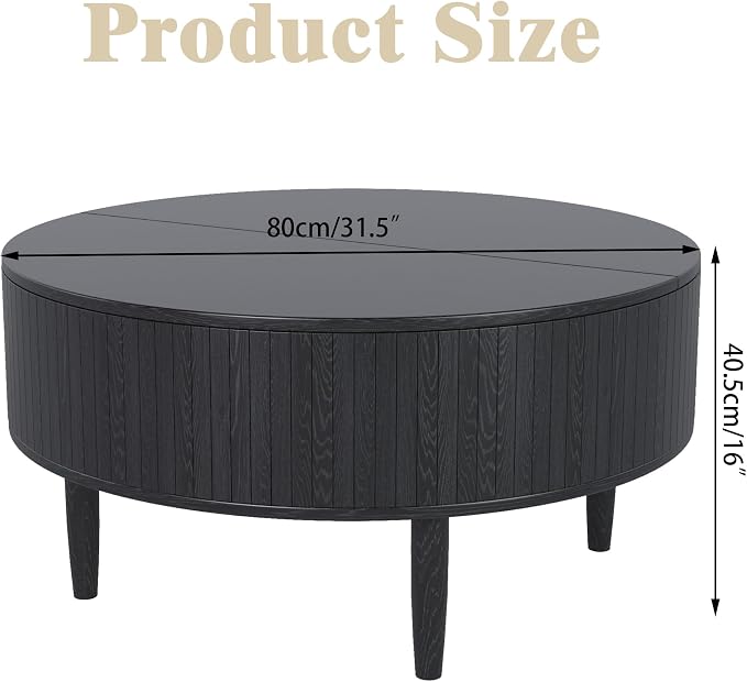 Round Fluted Lift Top Coffee Table - Image 2