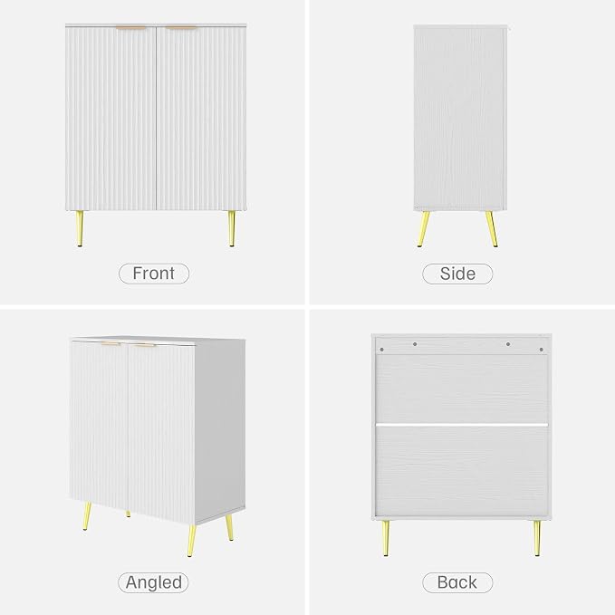 LubanNese Fluted Cabinet with Storage, Wooden Unique Sideboard Buffet Cabinet - Image 5