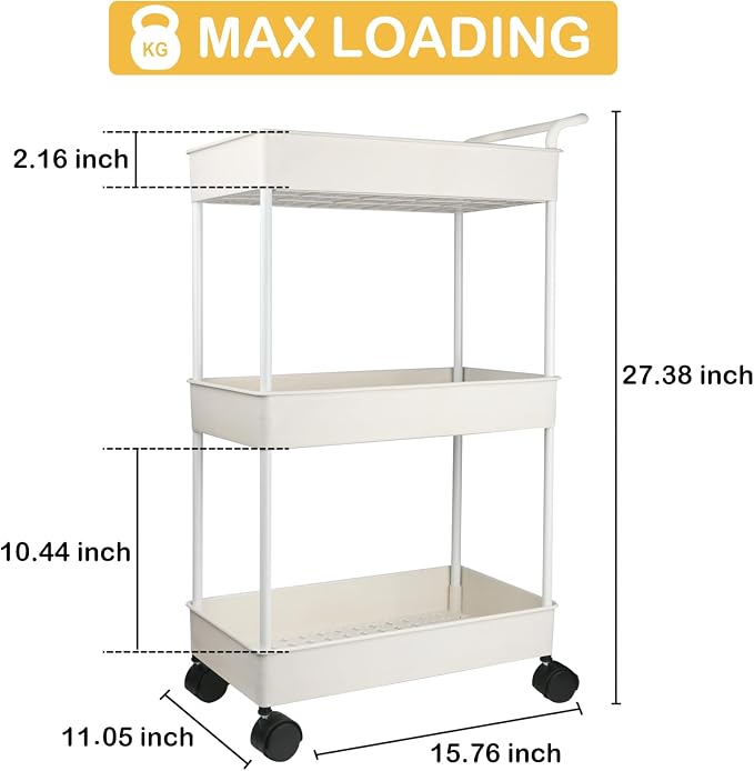 Volnamal Baby Diaper Caddy, Plastic Movable Cart - Image 2
