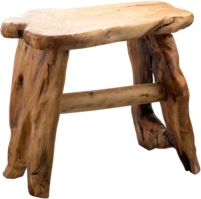Natural Edge Cedar Wood Tree Stump Indoor/Outdoor Stool, Garden Bench, Night by TJGlobal