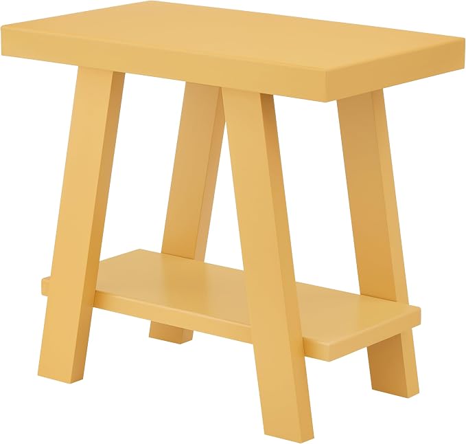 Roundhill Furniture Athens Contemporary Wood Shelf Side Table in Yellow - Image 7