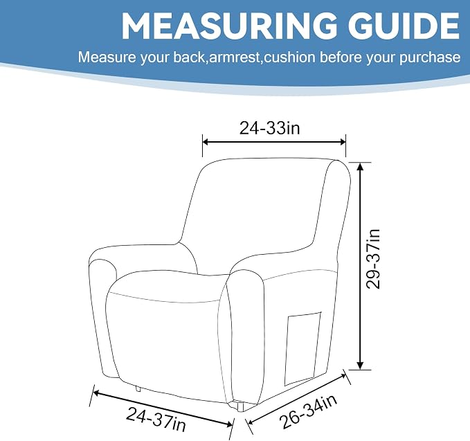 Cupuamon Recliner Chair Covers, Lazy Boy Recliner Covers Stretch Reclining - Image 2