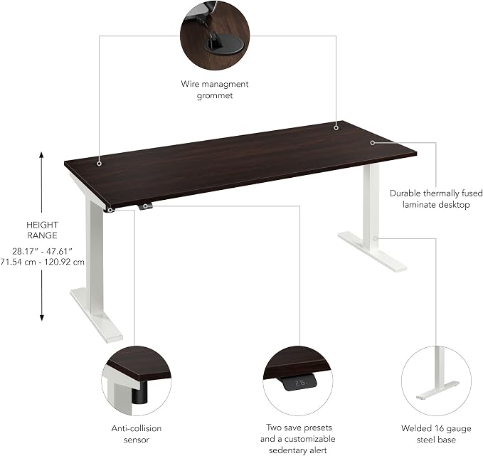 Bush Business Furniture 72-inch Electric Height Adjustable Standing Desk - Image 7