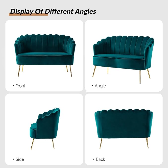 HULALA HOME Velvet Loveseat Sofa - Image 3