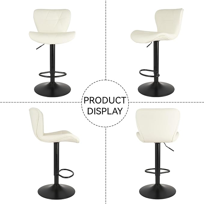 Nalupatio Modern Bar Stools Set of 4, Adjustable Faux Leather Upholstered - Image 6