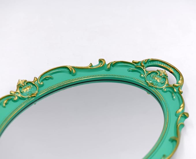 YCHMIR Vintage Mirror Small Wall Mirror 14.5 x 10 inches Oval Green - Image 5
