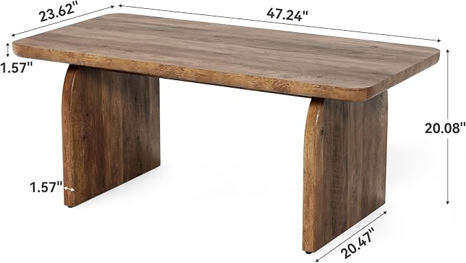 LITTLE TREE Farmhouse Coffee Table, 47 Inches Wooden Center Tables - Image 7