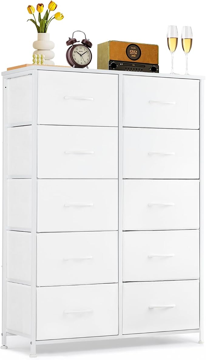 10-Drawer Dresser for Bedroom, Anti-Tip Tall Storage Organizer Chest of Drawers by SageNest