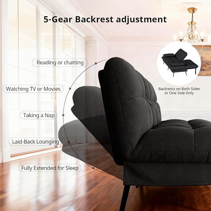 COMHOMA Convertible Futon Sofa Bed, 72″Fabric Futons Couch - Image 7