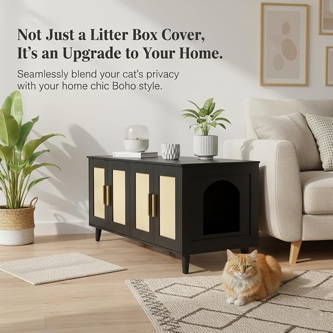 Homhedy Boho Cat Litter Box Enclosure - Image 6