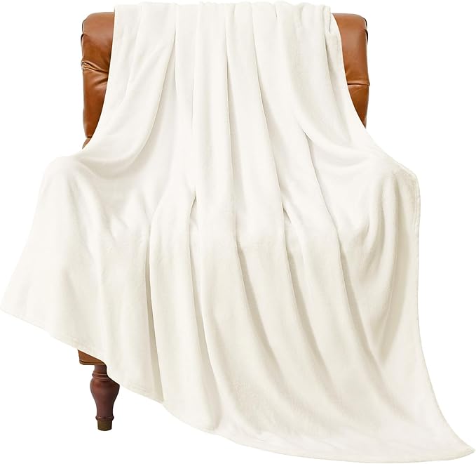 BEDELITE Fleece Blanket Twin Size Cream Throw Blankets by BEDELITE