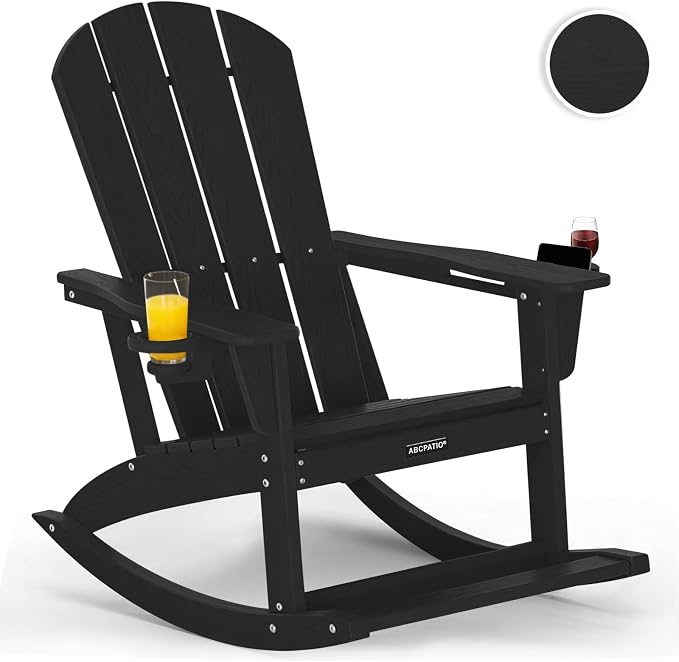 Outdoor Oversized Adirondack Rocking Chairs, All Weather HDPE Patio Rocking by ABCPATIO