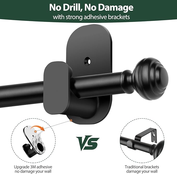 KAMANINA No Drill Curtain Rods for Windows 32 to 58 Inches, 5/8 Inch Renter - Image 5