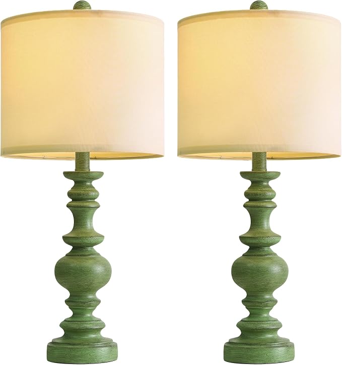 BOBOMOMO 24" Farmhouse Table Lamps Set of 2 – Sage Green Bedside Lamps - Image 7