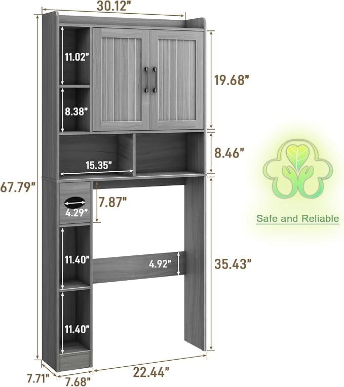Vabches Over The Toilet Storage Cabinet, Farmhouse Storage Cabinet Over Toilet - Image 2