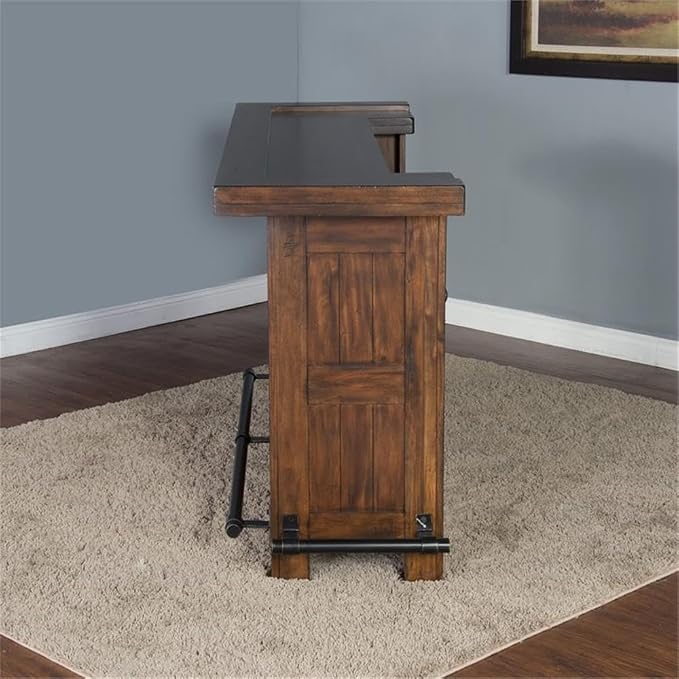 Pemberly Row 78" Farmhouse Wood Freestanding Island Home Bar Unit, Stemware - Image 8