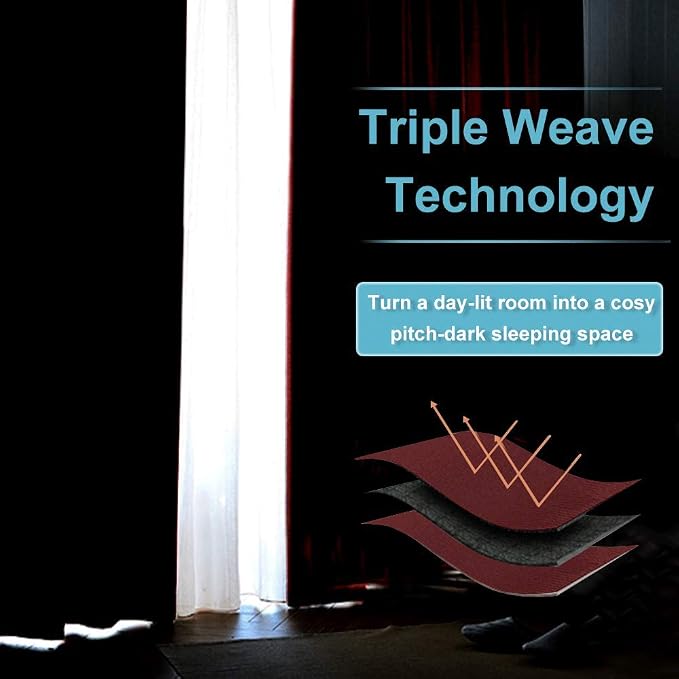 RYB HOME Blackout Curtains for Bedroom Living Room 63 inches Long, Thermal - Image 3