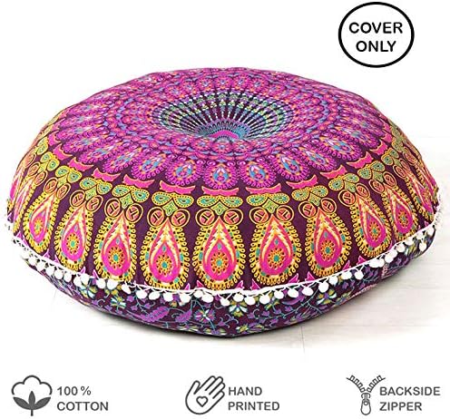 Mandala Floor Pillow Cover Meditation Cushion Seating Throw Hippie Round - Image 2