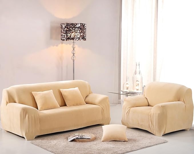 vctops 1-Piece Velvet Plush Stretch Sofa Slipcover - Image 2
