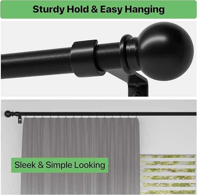 2 Pack 28-48 inch Black Metal Wall Mounted Curtain Rod Set - Image 6