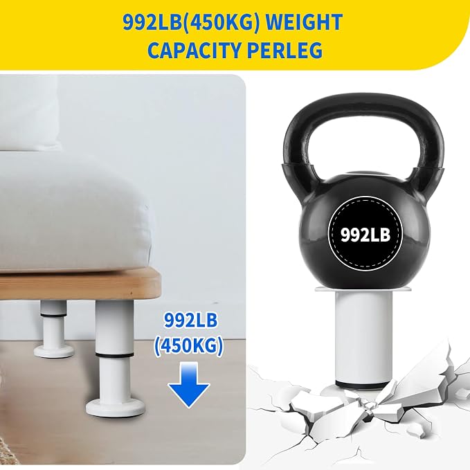 4 Pcs Adjustable Height Furniture Support Legs 3.15-4.72 inch, Metal Heavy Duty - Image 4