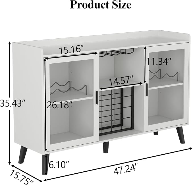 Loomie Wine Bar Cabinet with LED Light, Home Coffee Cabinet with Wine Rack and - Image 2