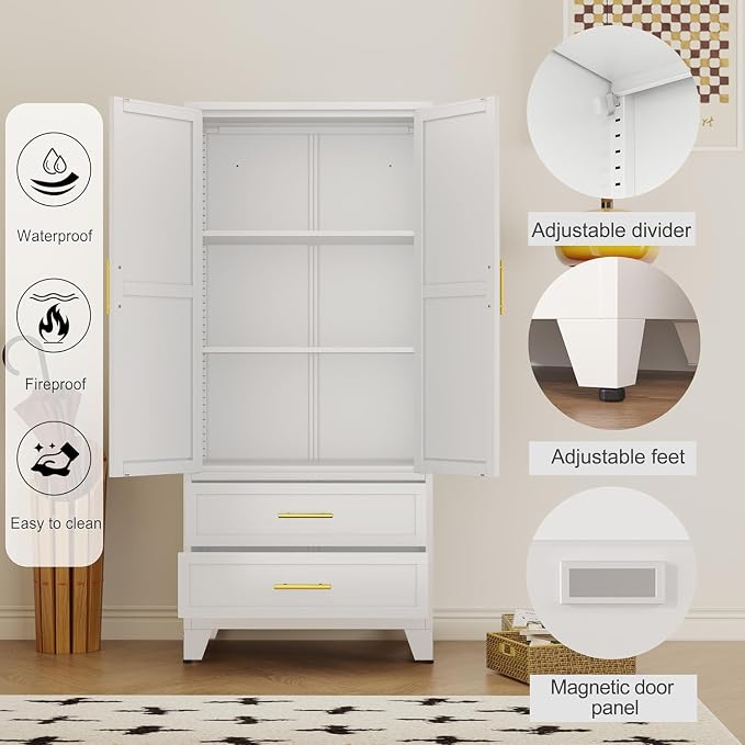 erosoei 71" H Metal Pantry Storage Cabinet, Office File Cabinets - Image 6