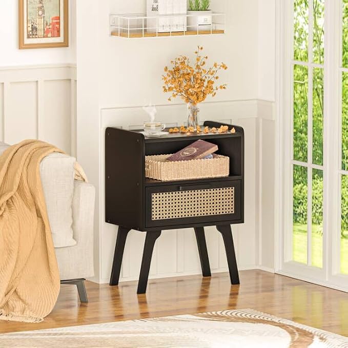 Lerliuo Rattan Nightstand, Bedside Table - Image 2