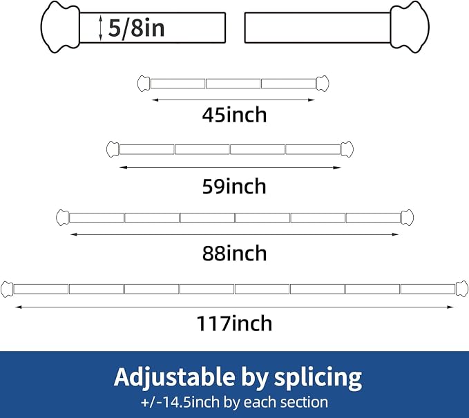 Small Curtain Rods for Windows 30" to 60" 5/8 Inch Standard Decorative Brown - Image 4