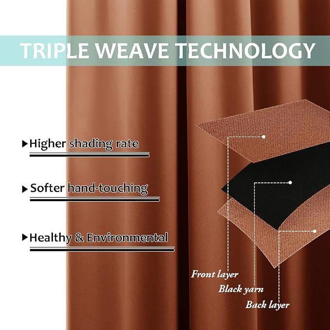 NICETOWN Full Shade Curtain Panels, Burnt Orange, Pair of Thermal Insulated & - Image 6