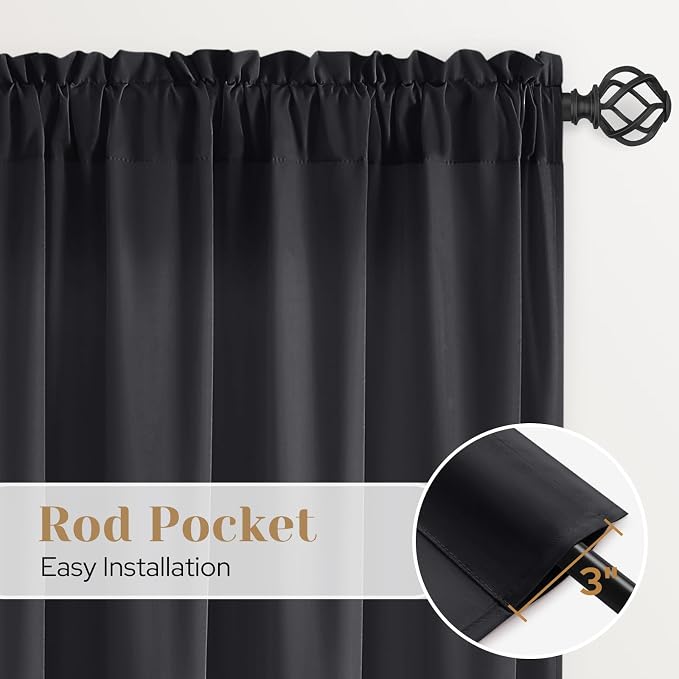 HOMEIDEAS Halloween Non-See-Through Black Privacy Sheer Curtains, 52 X 63 - Image 6