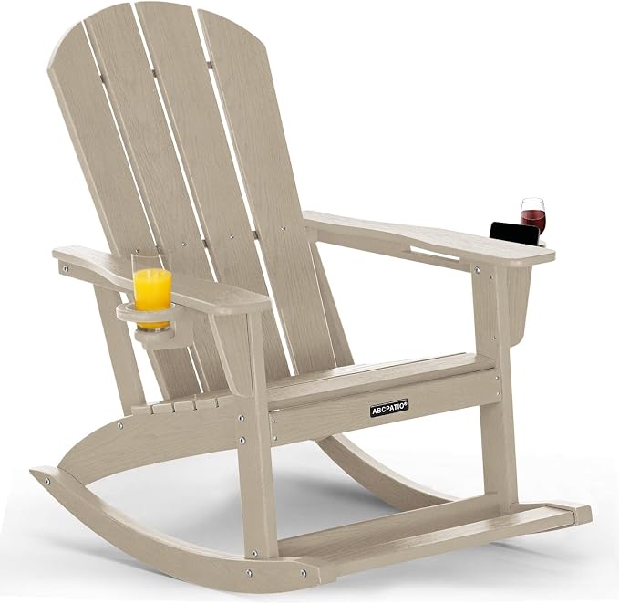 Outdoor Oversized Adirondack Rocking Chairs, All Weather HDPE Patio Rocking by ABCPATIO