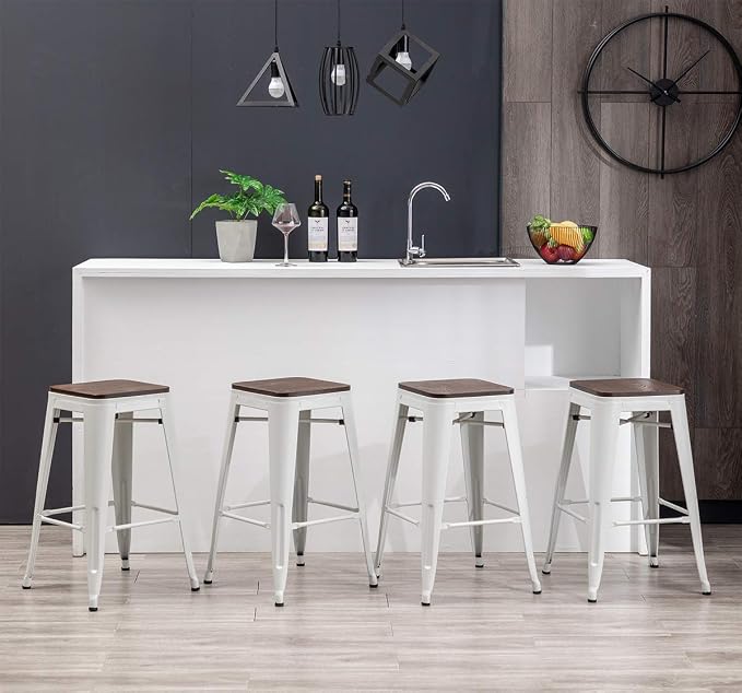 HAOBO Home Modern Industrial Metal Barstool Counter Height Stools Dining Chair - Image 8