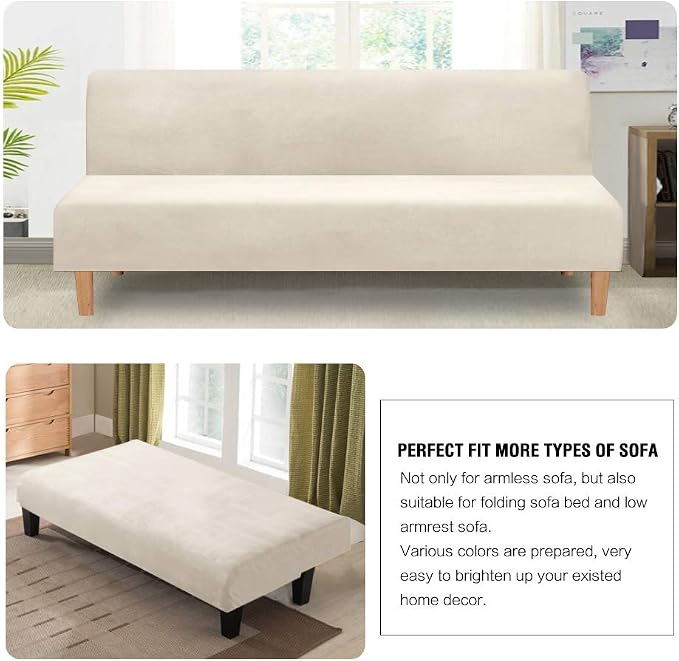 H.VERSAILTEX Real Futon Cover Armless Sofa Covers Sofa Bed Covers Stretch Futon - Image 5