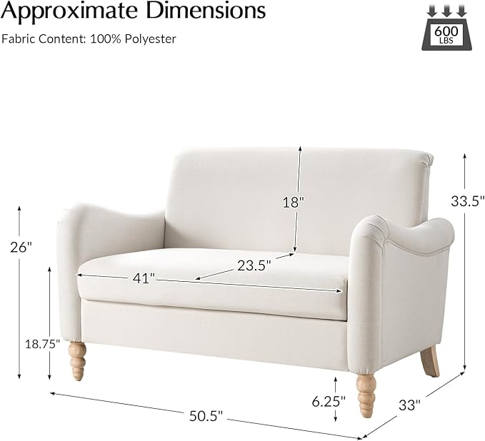 EcoHarbor Living 50.5" Mid-Century Modern Couch, Upholstered Sofa - Image 2