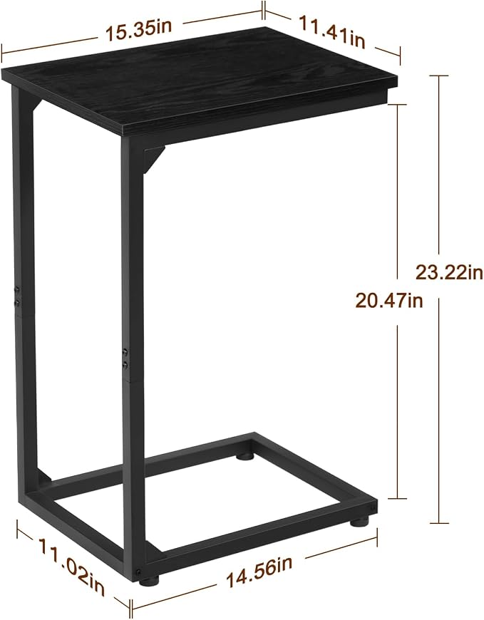 AMHANCIBLE C Shaped Side Table, End Tables Living Room Set of 2, Slide Under - Image 3