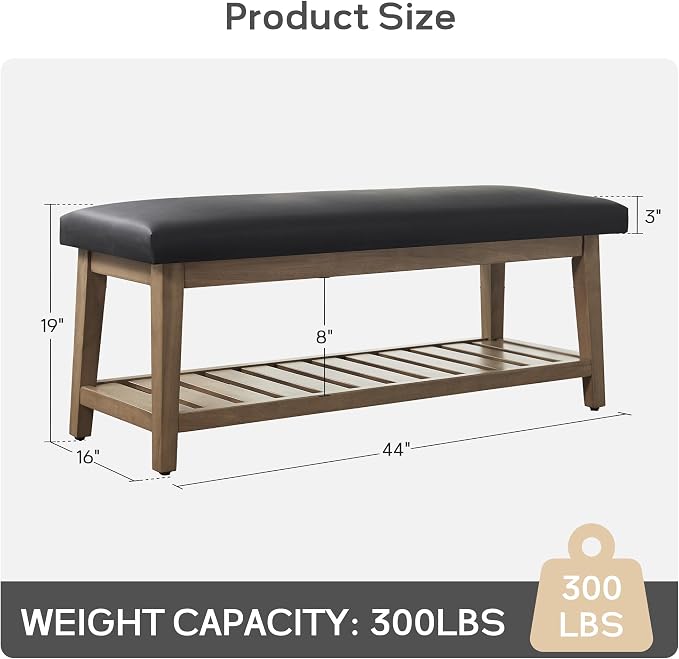 Zihanhome Entryway Bench, PU Leather Upholstered Shoe Benches - Image 2