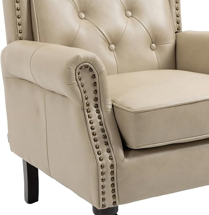Mid-Century Wingback Chair, PU Leather Accent Chair - Image 6